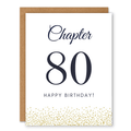 Chapter 80 Birthday Card showing elegant chapter-number typography with gold confetti along the bottom with front cover text: Chapter 80. Happy birthday!