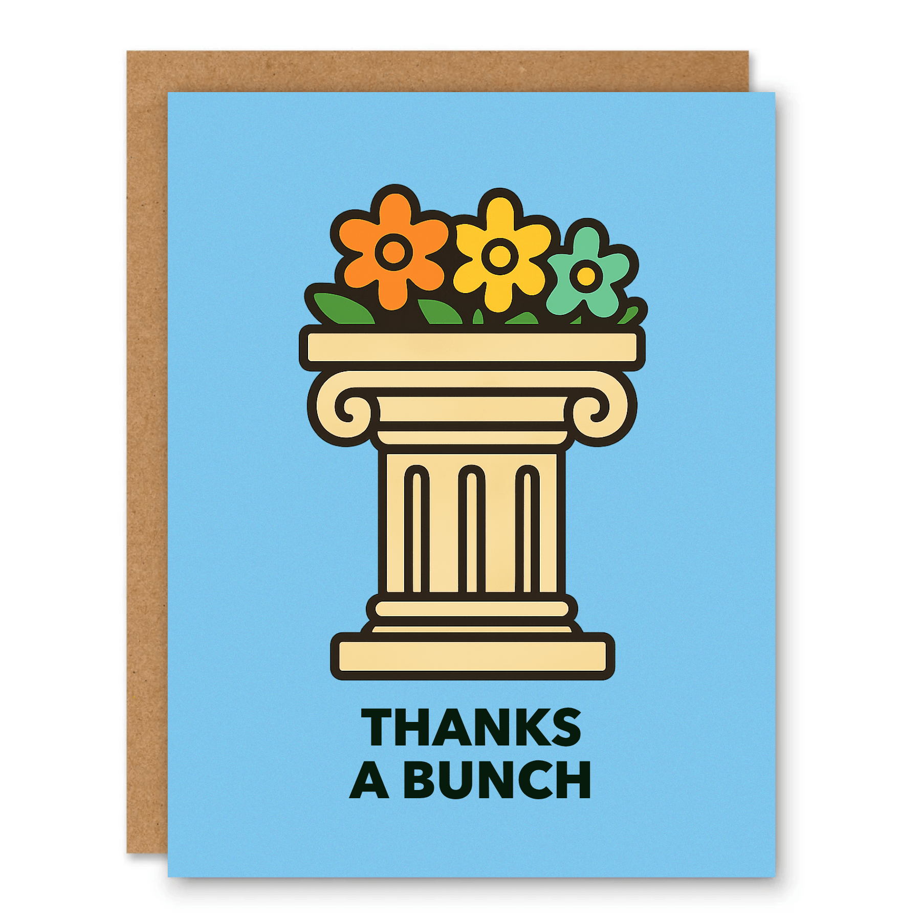 Floral Roman Column Thanks Card showing a floral Roman column illustration with thank-you-card energy with front cover text: Thanks for being a pillar of support